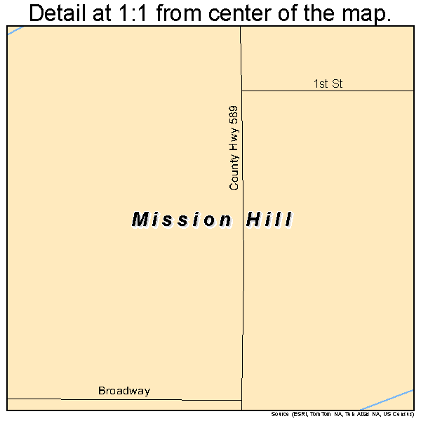 Mission Hill, South Dakota road map detail