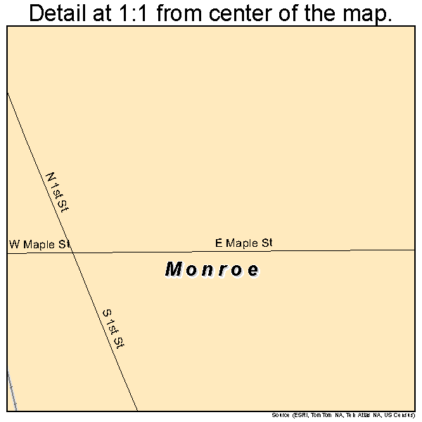 Monroe, South Dakota road map detail