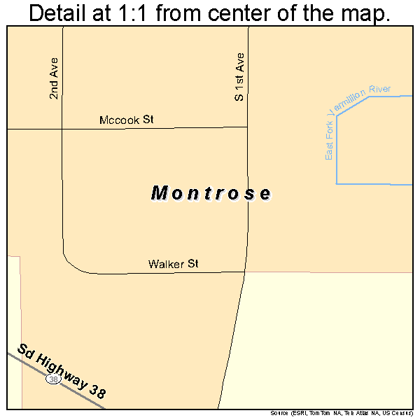 Montrose, South Dakota road map detail