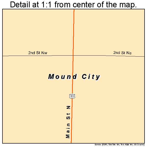 Mound City, South Dakota road map detail