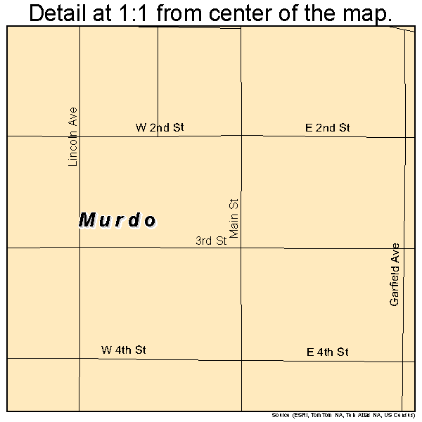 Murdo, South Dakota road map detail