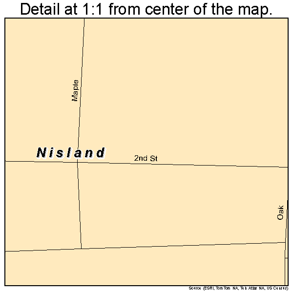 Nisland, South Dakota road map detail