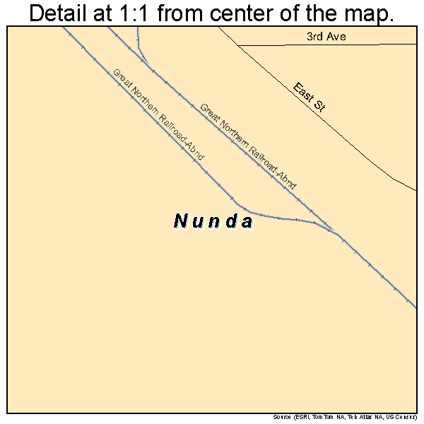 Nunda, South Dakota road map detail