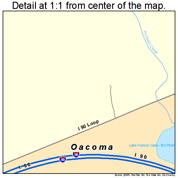 Oacoma, South Dakota road map detail