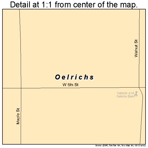 Oelrichs, South Dakota road map detail