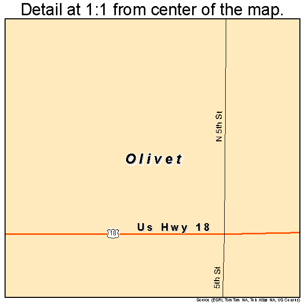 Olivet, South Dakota road map detail