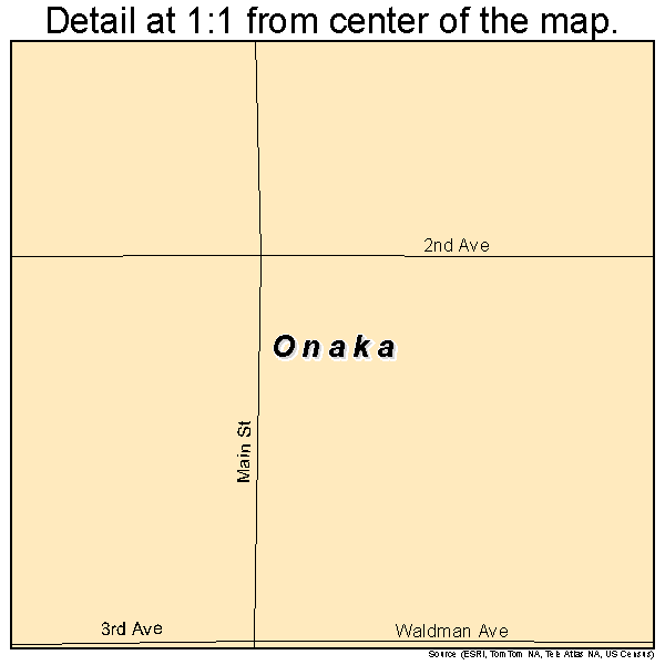 Onaka, South Dakota road map detail