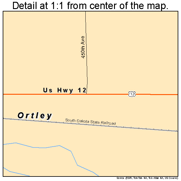 Ortley, South Dakota road map detail