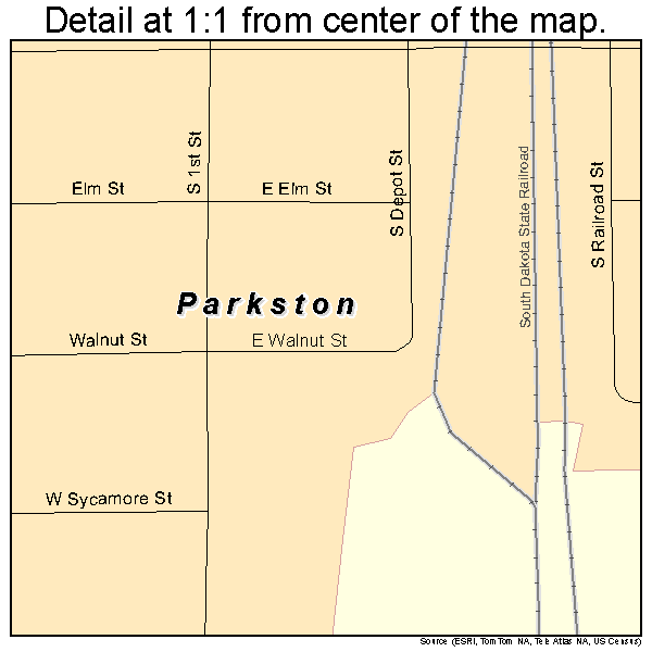 Parkston, South Dakota road map detail