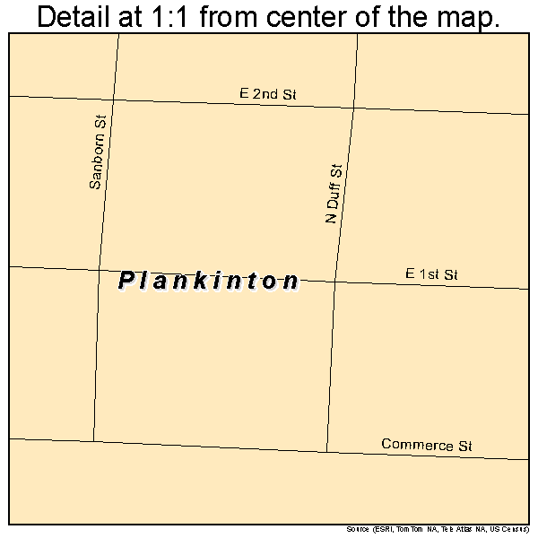 Plankinton, South Dakota road map detail