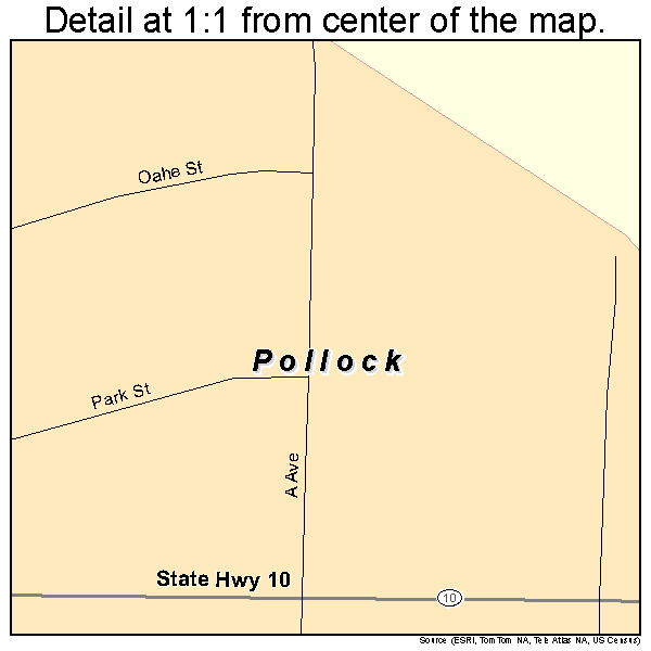 Pollock, South Dakota road map detail