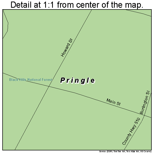 Pringle, South Dakota road map detail