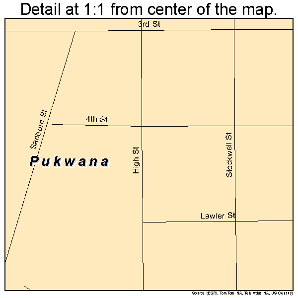 Pukwana, South Dakota road map detail