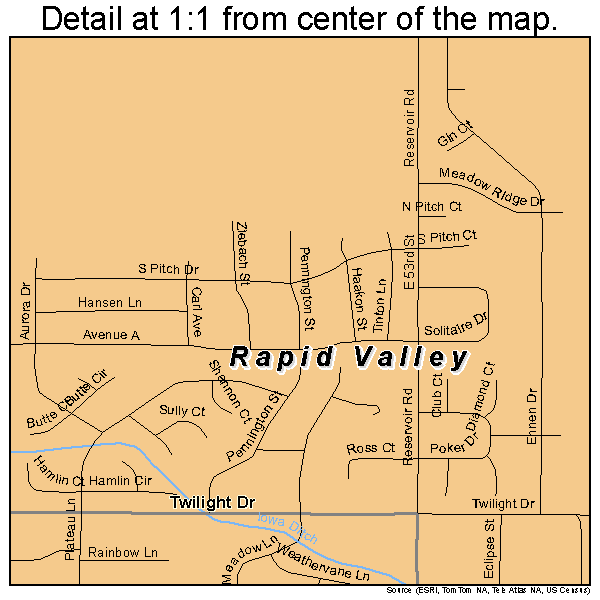 Rapid Valley, South Dakota road map detail