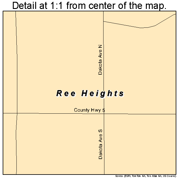 Ree Heights, South Dakota road map detail