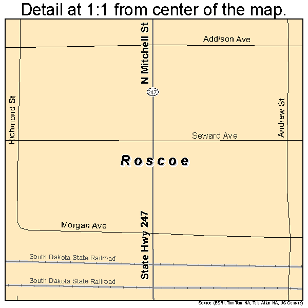 Roscoe, South Dakota road map detail