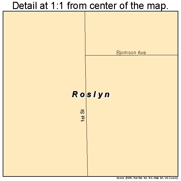 Roslyn, South Dakota road map detail