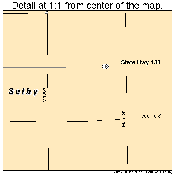 Selby, South Dakota road map detail