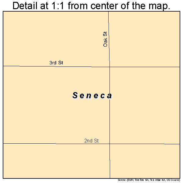 Seneca, South Dakota road map detail