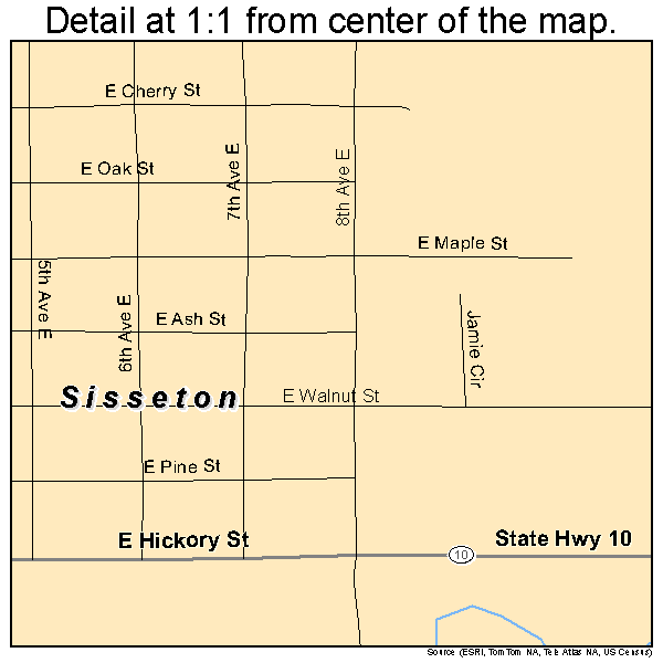 Sisseton, South Dakota road map detail