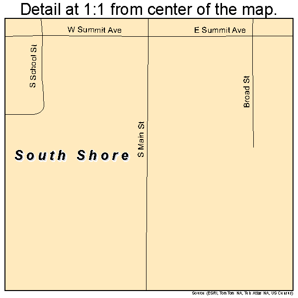 South Shore, South Dakota road map detail