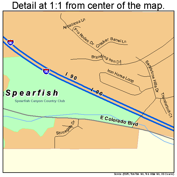 Spearfish, South Dakota road map detail