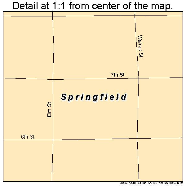 Springfield, South Dakota road map detail