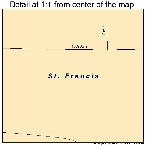 St. Francis, South Dakota road map detail
