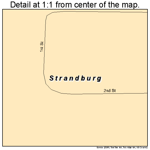Strandburg, South Dakota road map detail