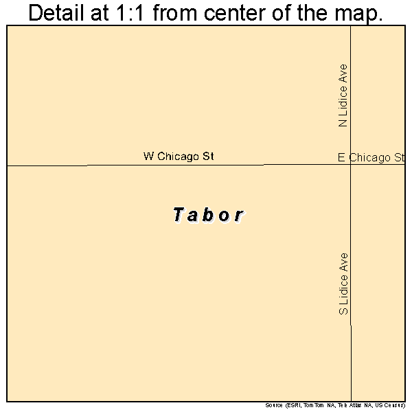 Tabor, South Dakota road map detail