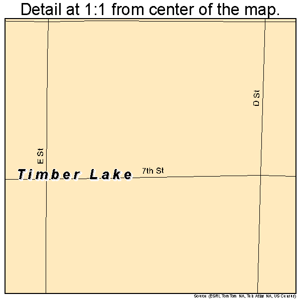 Timber Lake, South Dakota road map detail