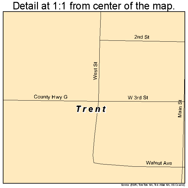 Trent, South Dakota road map detail