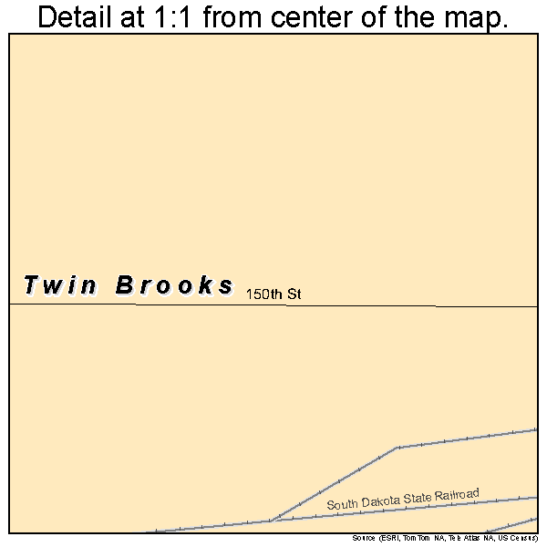 Twin Brooks, South Dakota road map detail