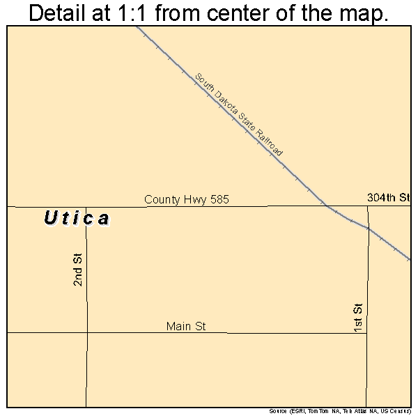 Utica, South Dakota road map detail