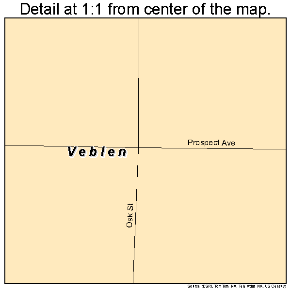 Veblen, South Dakota road map detail