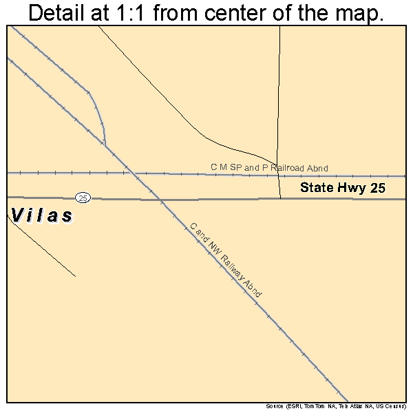 Vilas, South Dakota road map detail