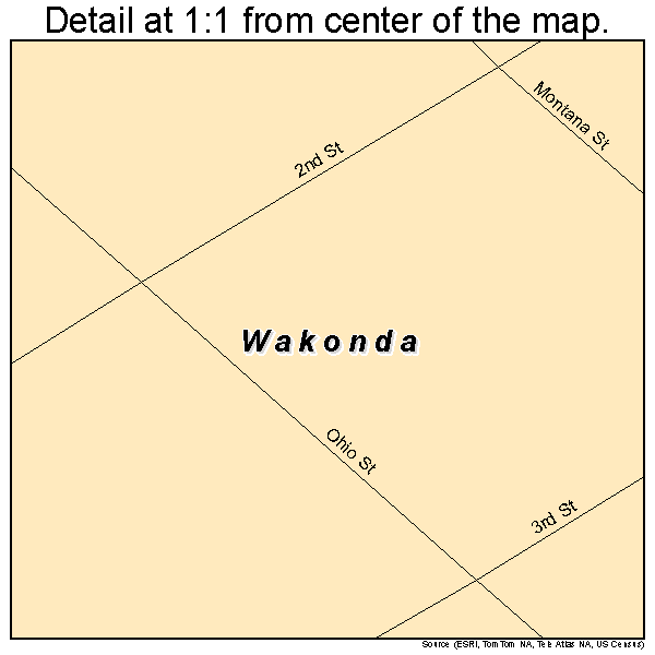 Wakonda, South Dakota road map detail