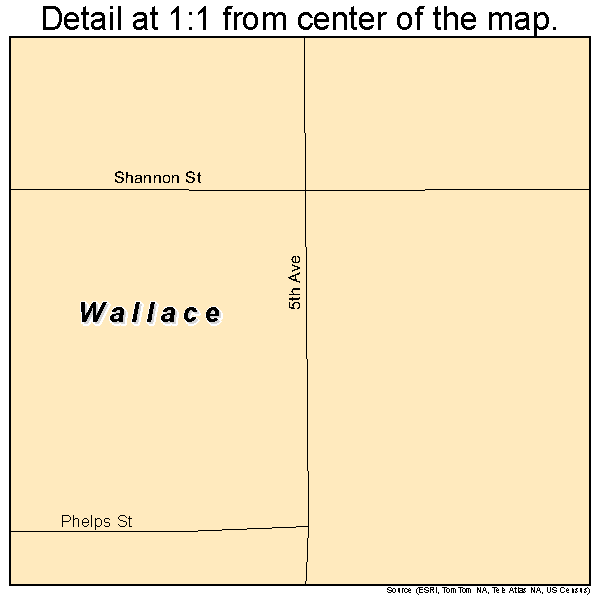 Wallace, South Dakota road map detail