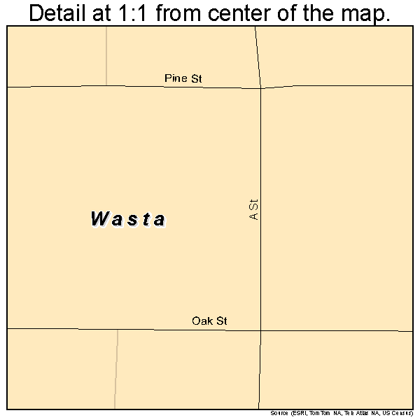 Wasta, South Dakota road map detail