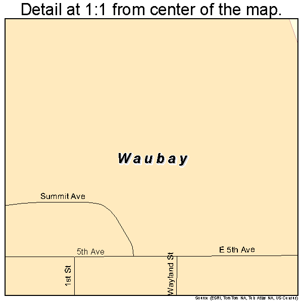 Waubay, South Dakota road map detail