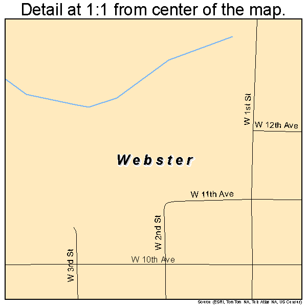 Webster, South Dakota road map detail