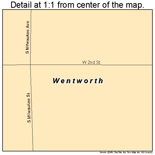 Wentworth, South Dakota road map detail
