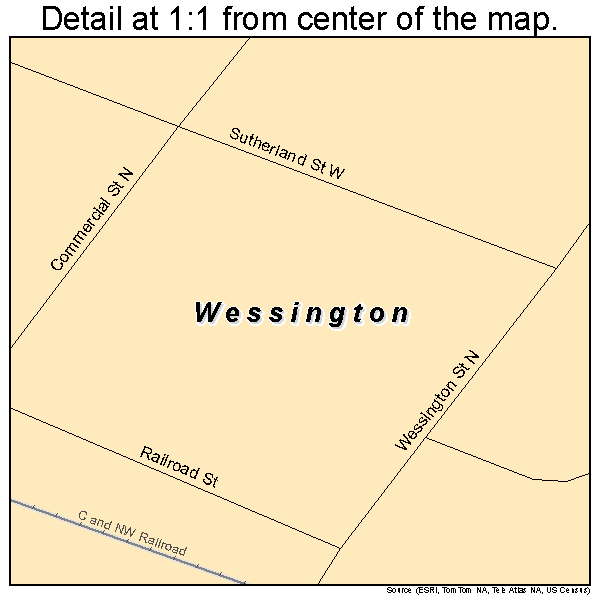 Wessington, South Dakota road map detail
