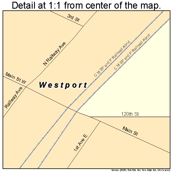 Westport, South Dakota road map detail