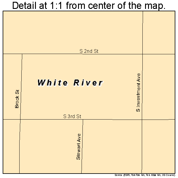 White River, South Dakota road map detail