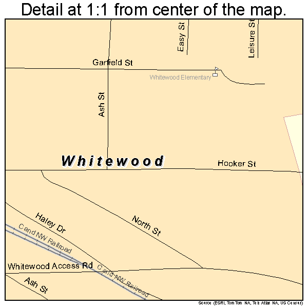Whitewood, South Dakota road map detail