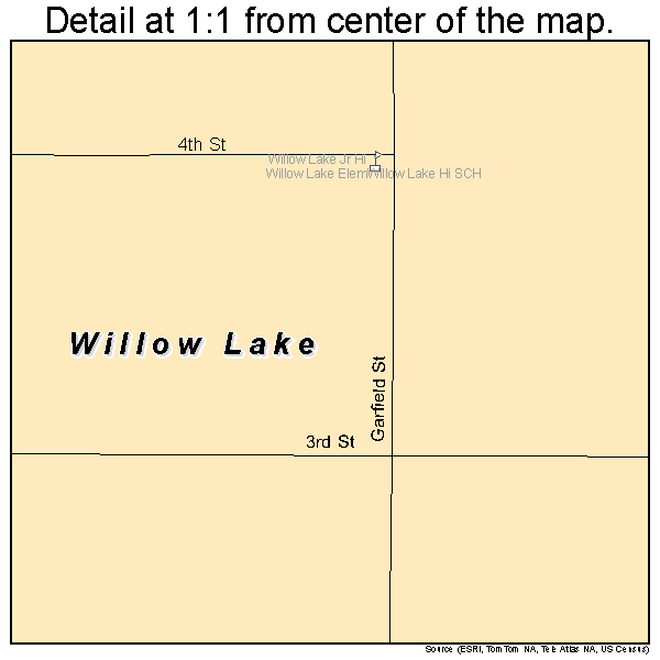 Willow Lake, South Dakota road map detail