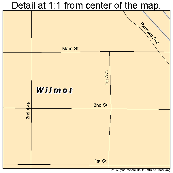 Wilmot, South Dakota road map detail
