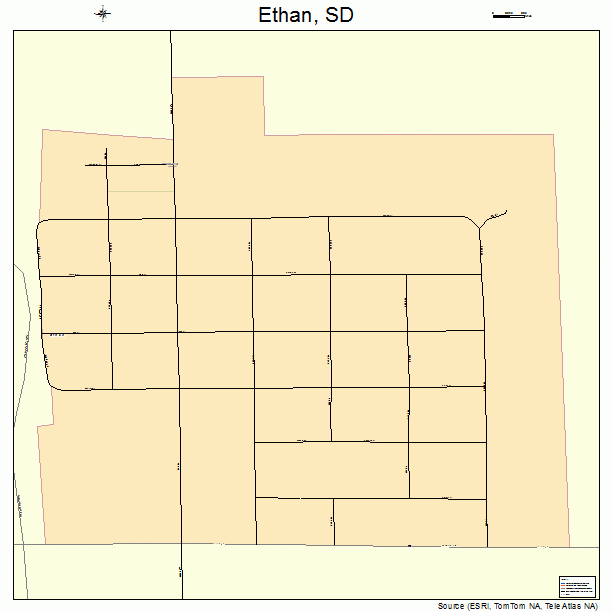 Ethan, SD street map