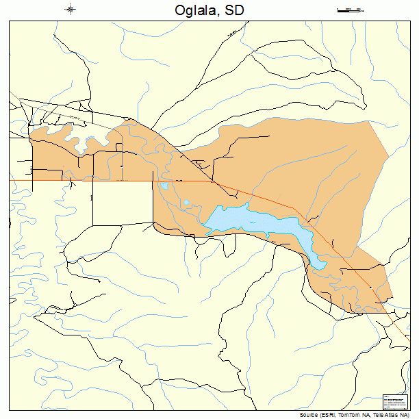 Oglala, SD street map